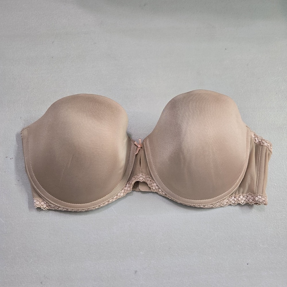 Btempt'd Women Bra 34D Beige‎ T Shirt Underwired Lace Bow NO STRAPS